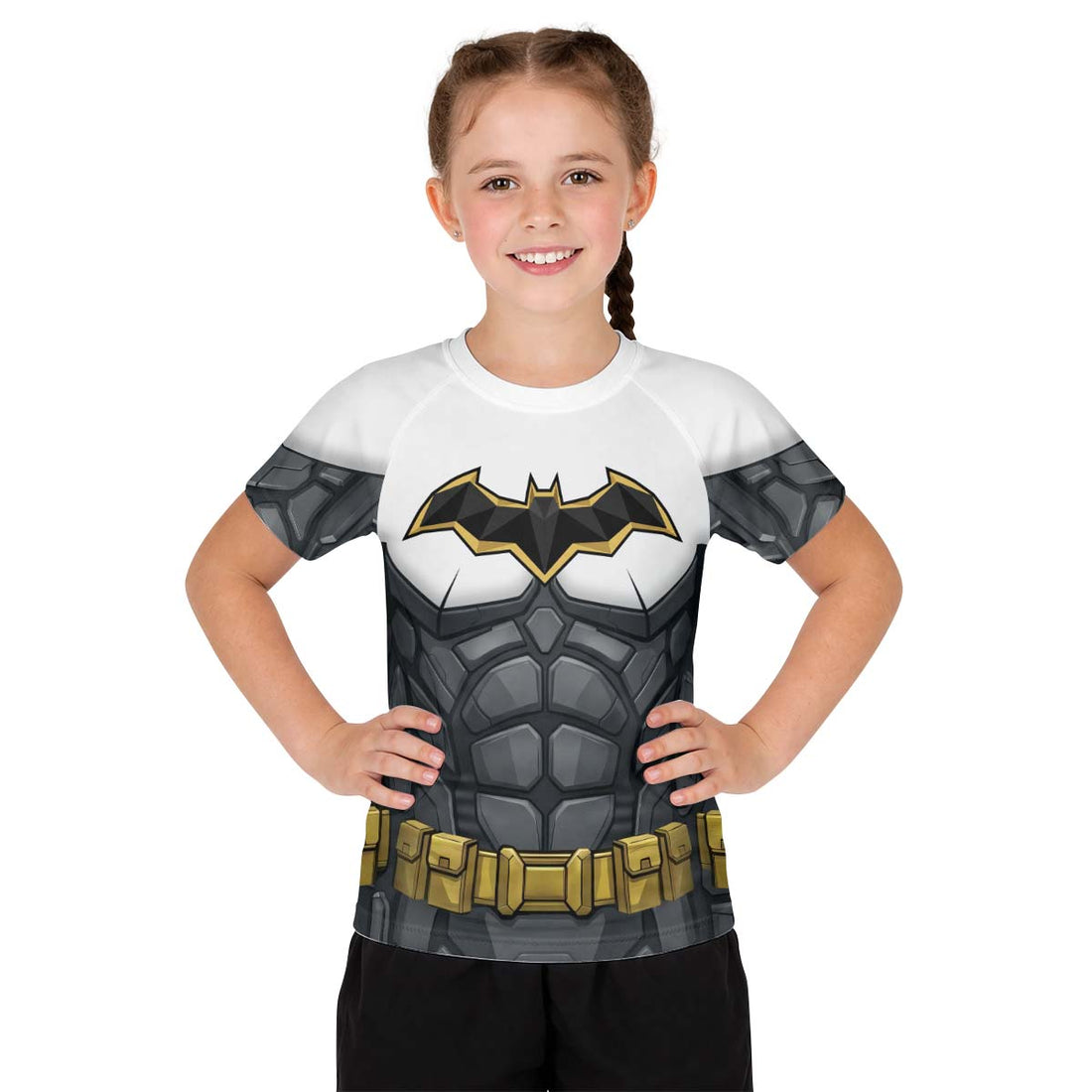 Batman Arkham Knight White Kid Rash Guard