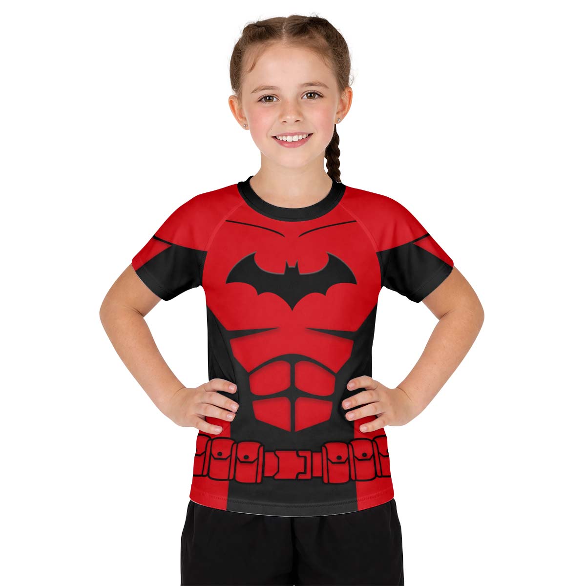 Batman Tactical Red Armor Kid Rash Guard
