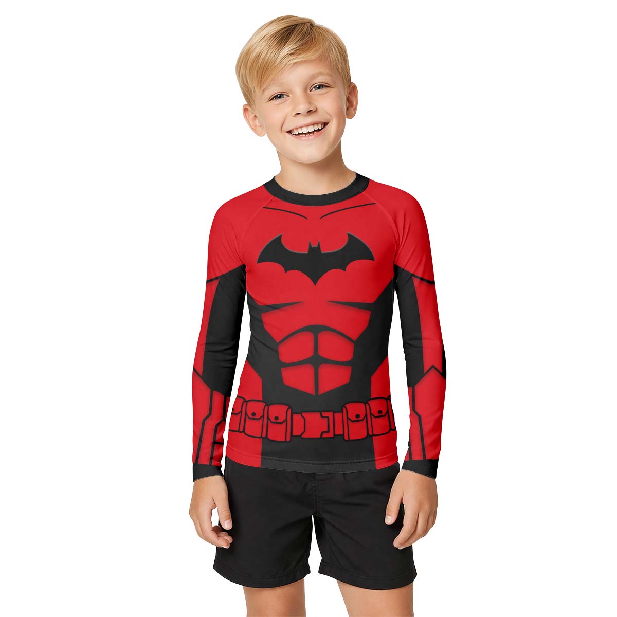 Batman Tactical Red Armor Kid Rash Guard