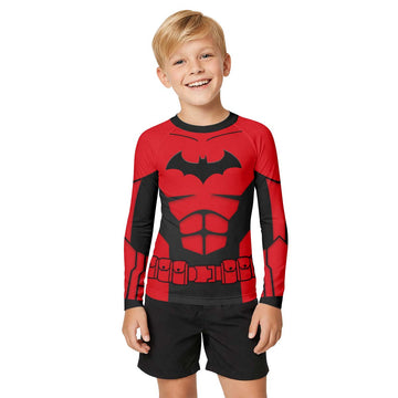Batman Tactical Red Armor Kid Rash Guard