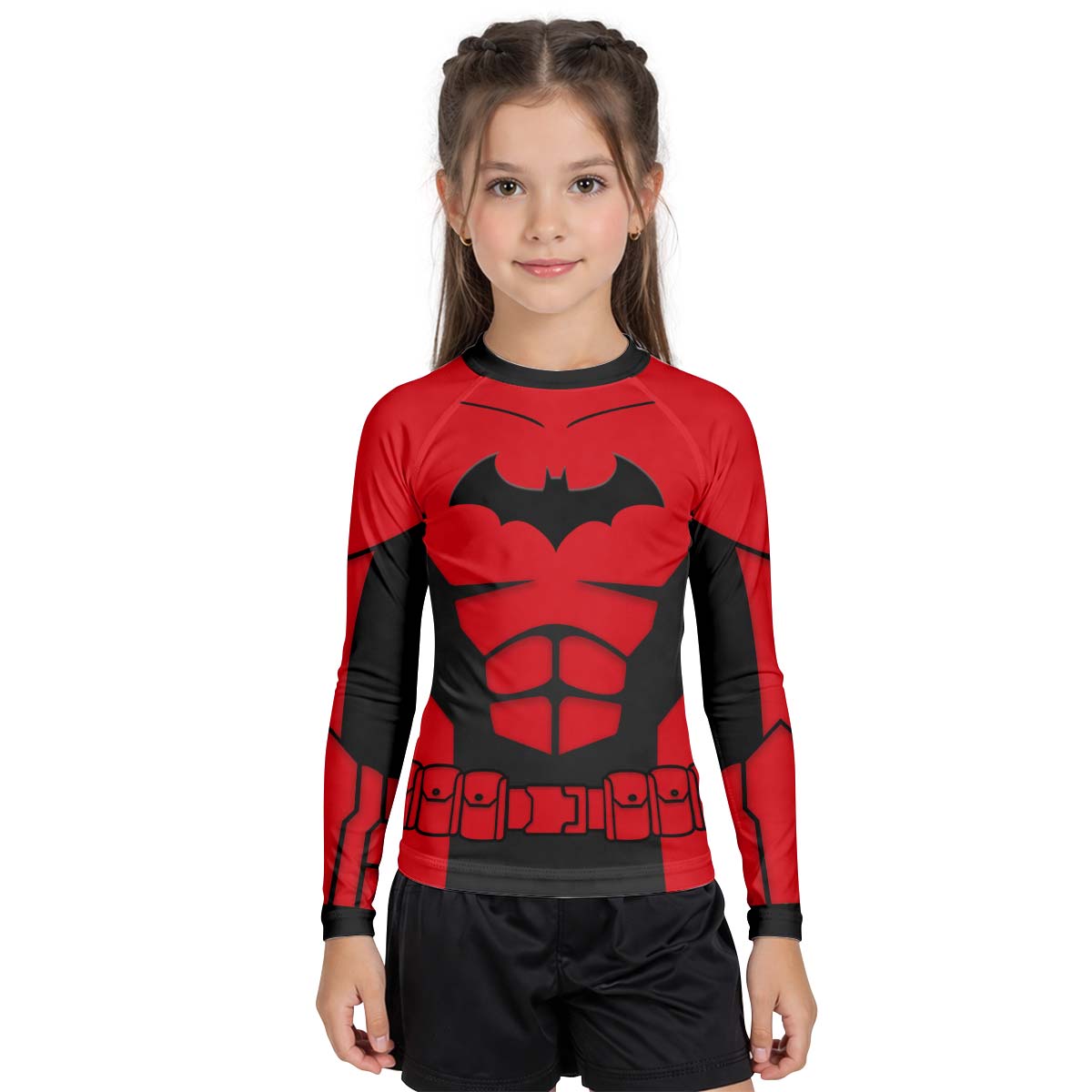 Batman Tactical Red Armor Kid Rash Guard