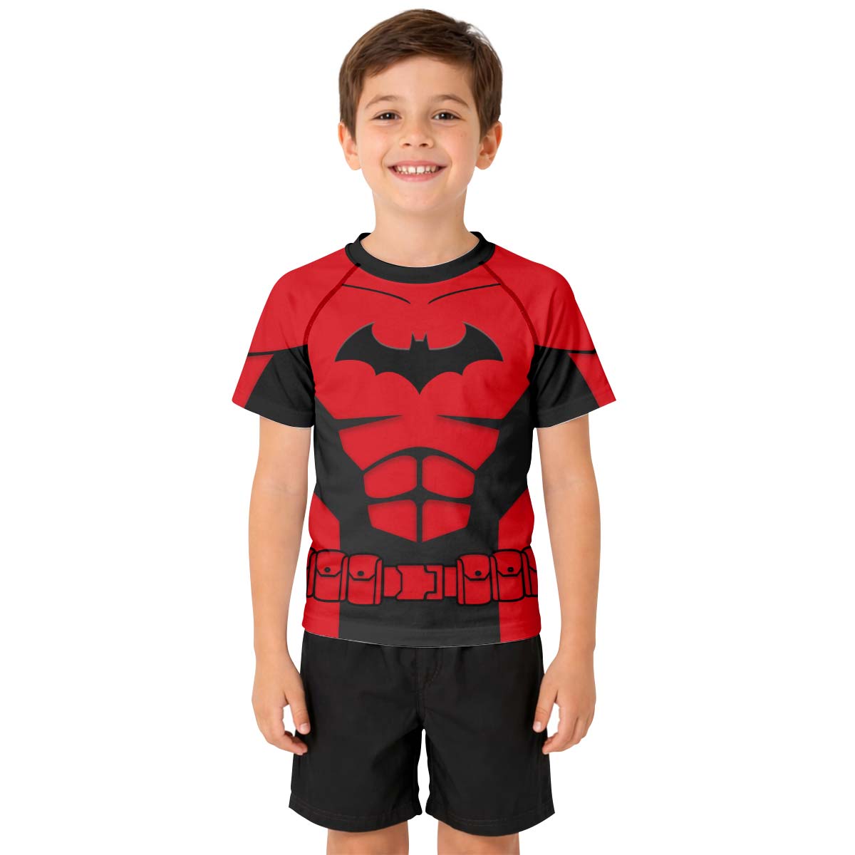 Batman Tactical Red Armor Kid Rash Guard