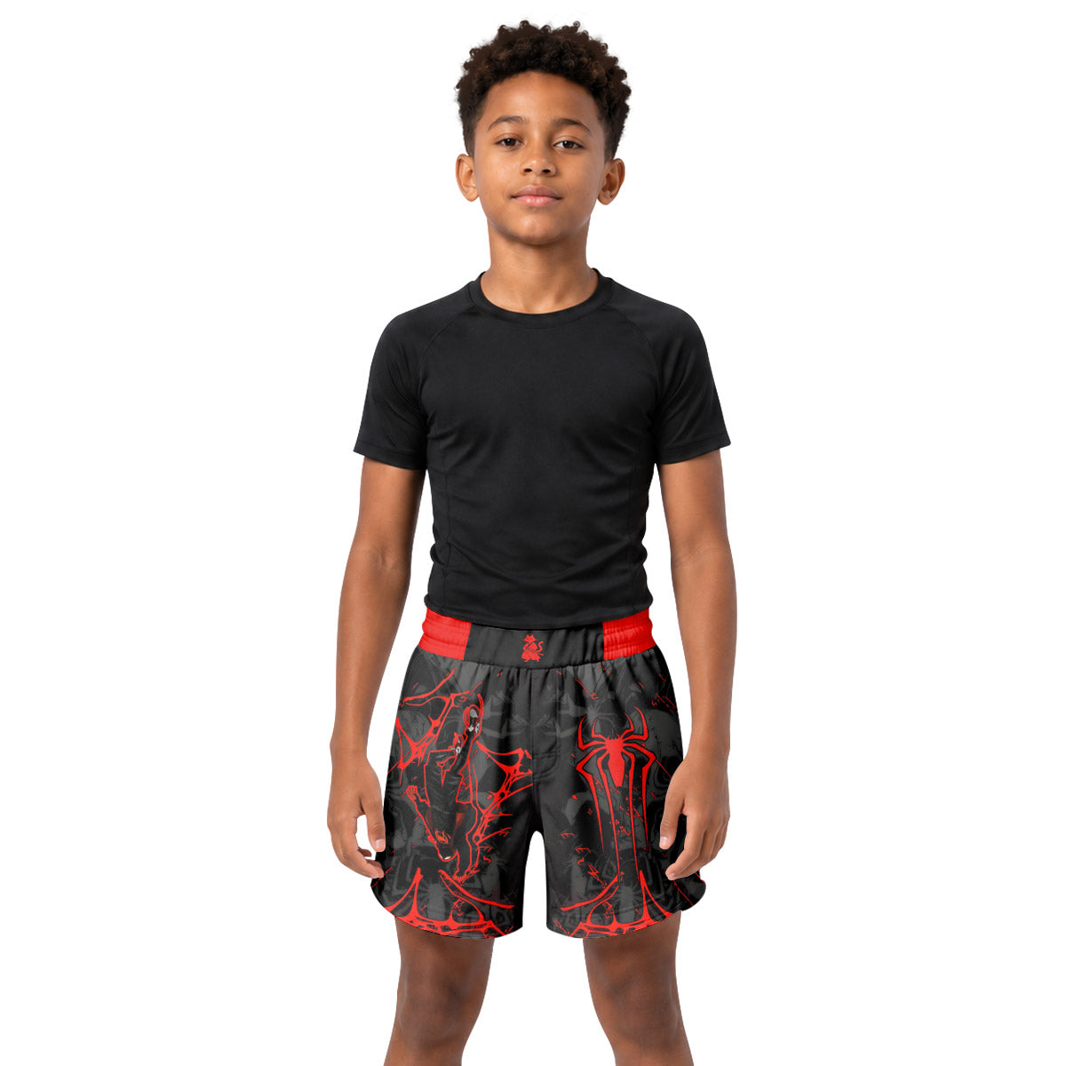 Black Spider Man Miles Morales Kids Grappling Shorts