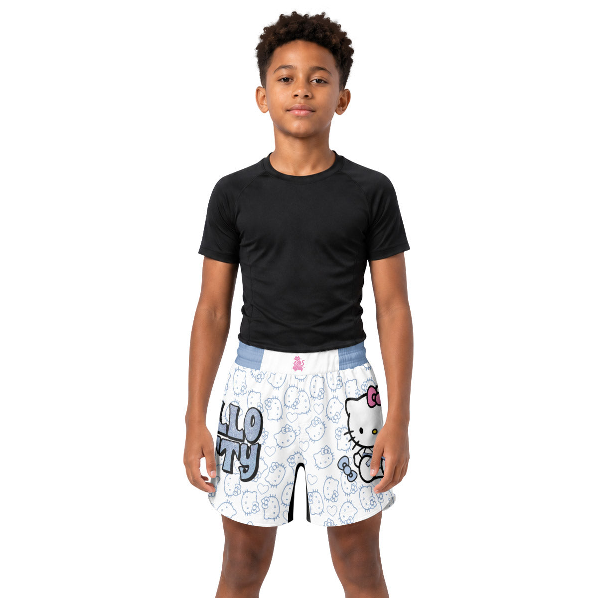 Blue Hello Kitty JiuJitsu Kids Grappling Shorts