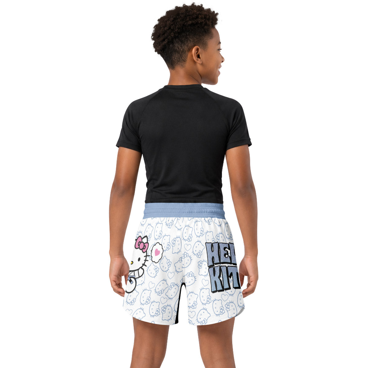 Blue Hello Kitty JiuJitsu Kids Grappling Shorts