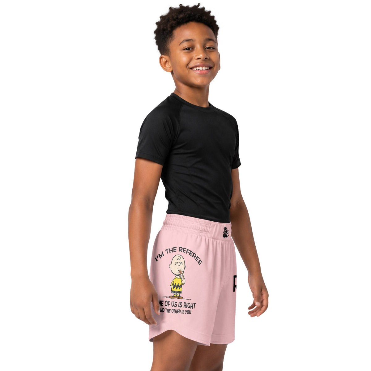 Charlie Referee Pink Kids Grappling Shorts