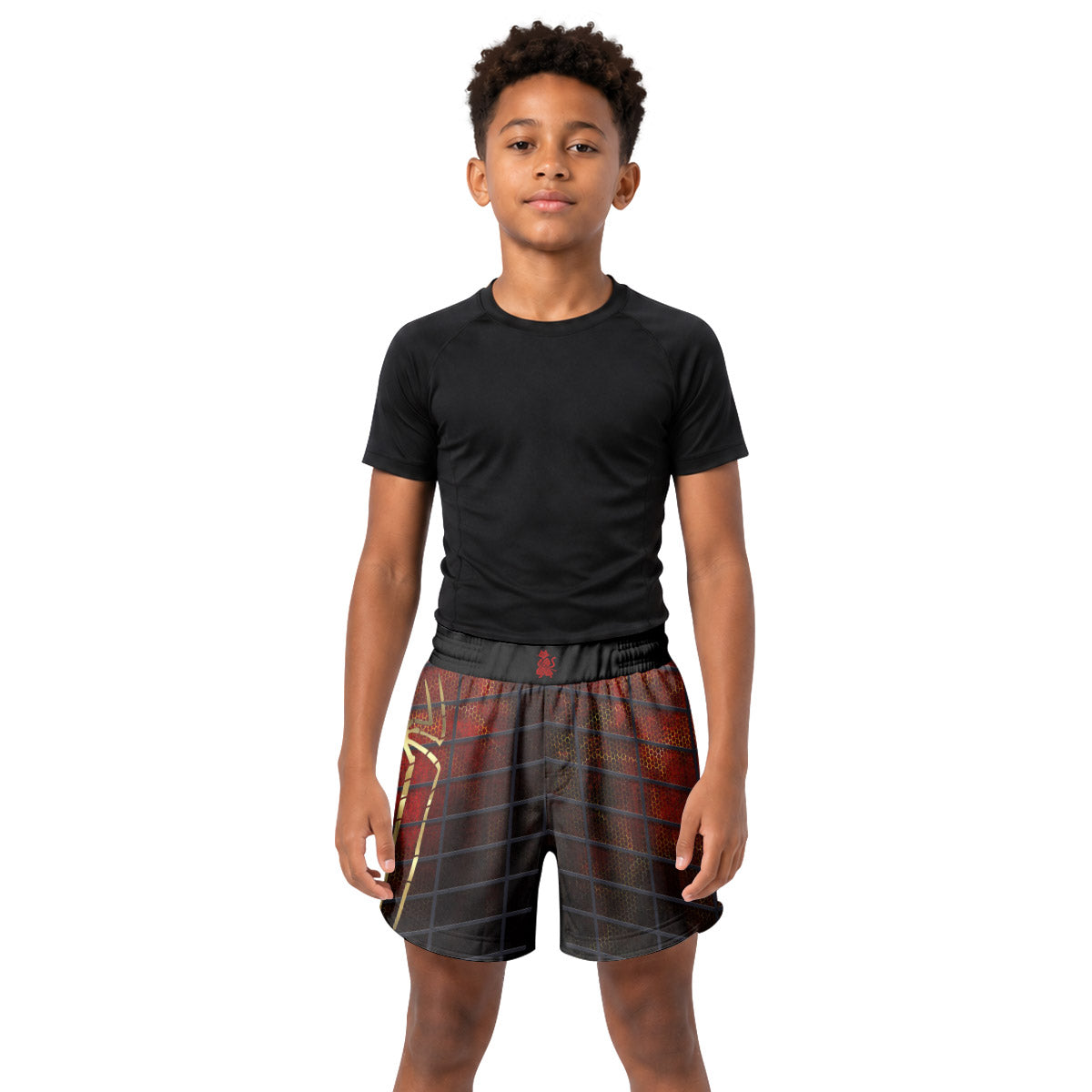 Golden Spider Man Kids Grappling Shorts