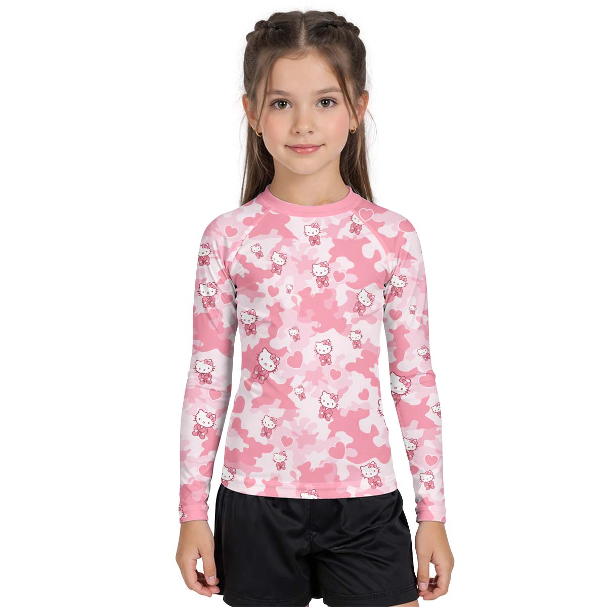 Hello Kitty Pink Camo Kid Rash Guard