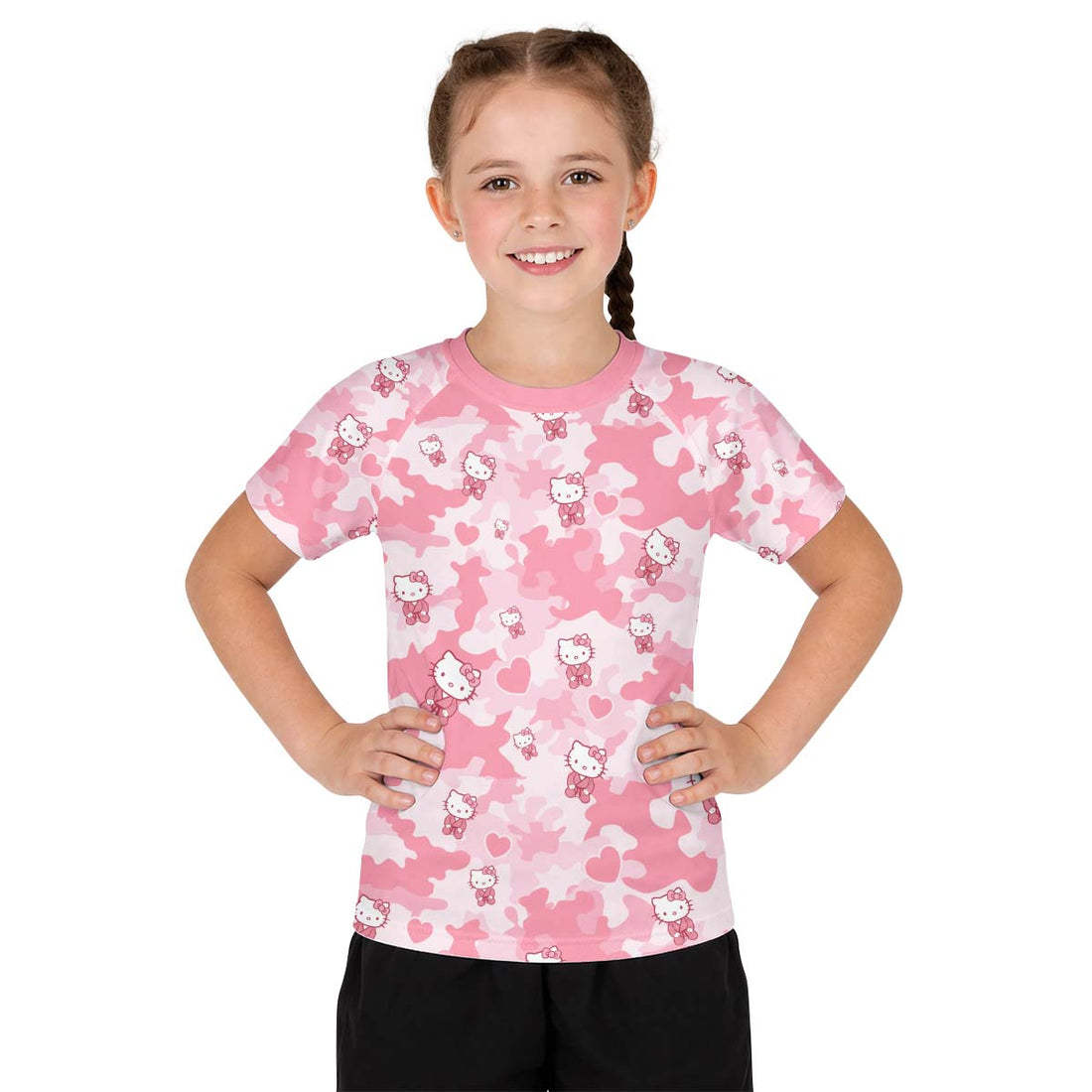 Hello Kitty Pink Camo Kid Rash Guard