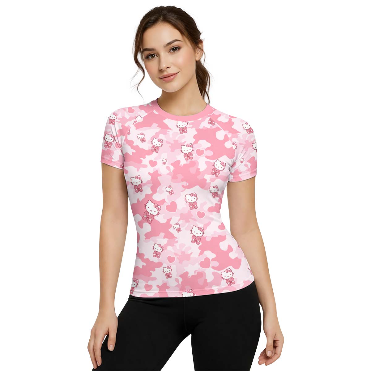 Hello Kitty Pink Camo Rash Guard