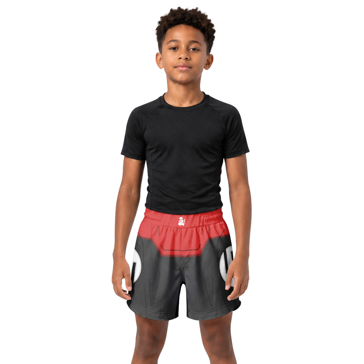 Invincible Black Red Cosplay Kids Grappling Shorts