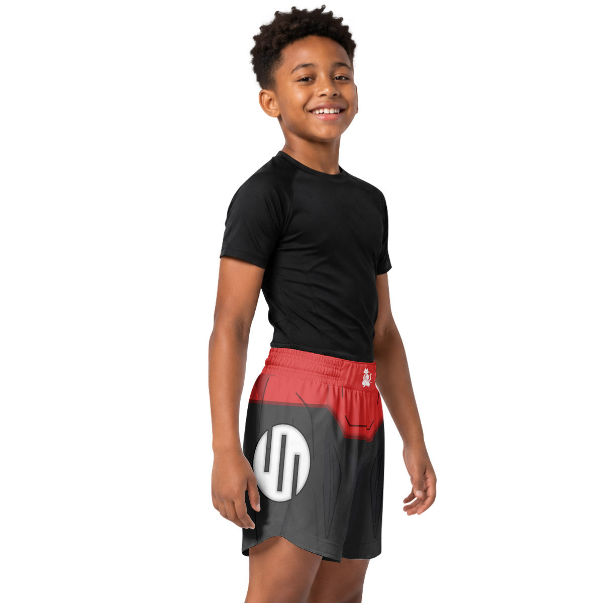 Invincible Black Red Cosplay Kids Grappling Shorts