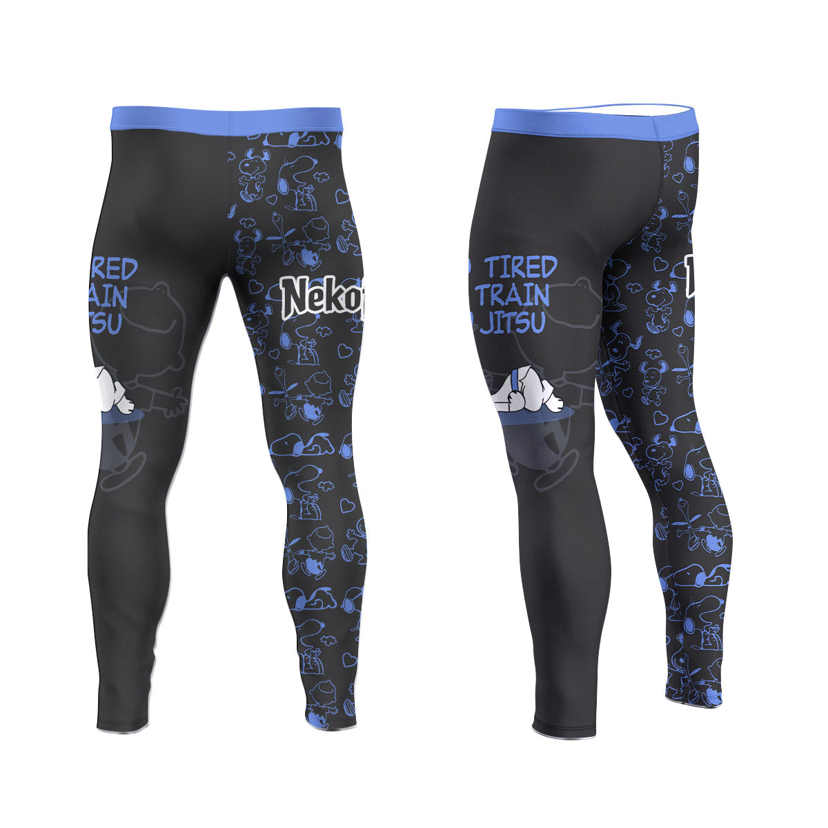 Snoopy Too Tired Too Train Blue Men's Compression Leggings