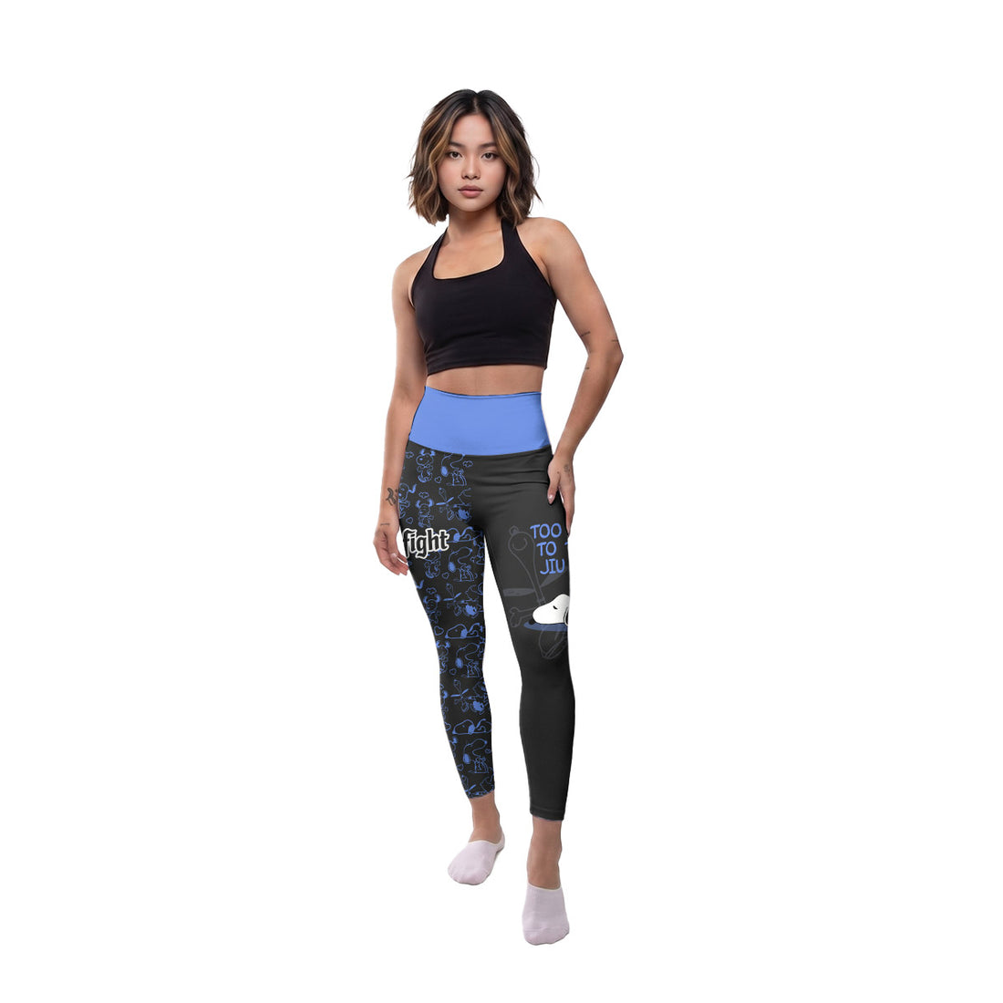 Snoopy Too Tired Too Train Blue Women's Leggings