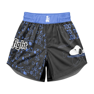 Snoopy Too Tired Too Train Blue Kids Grappling Shorts