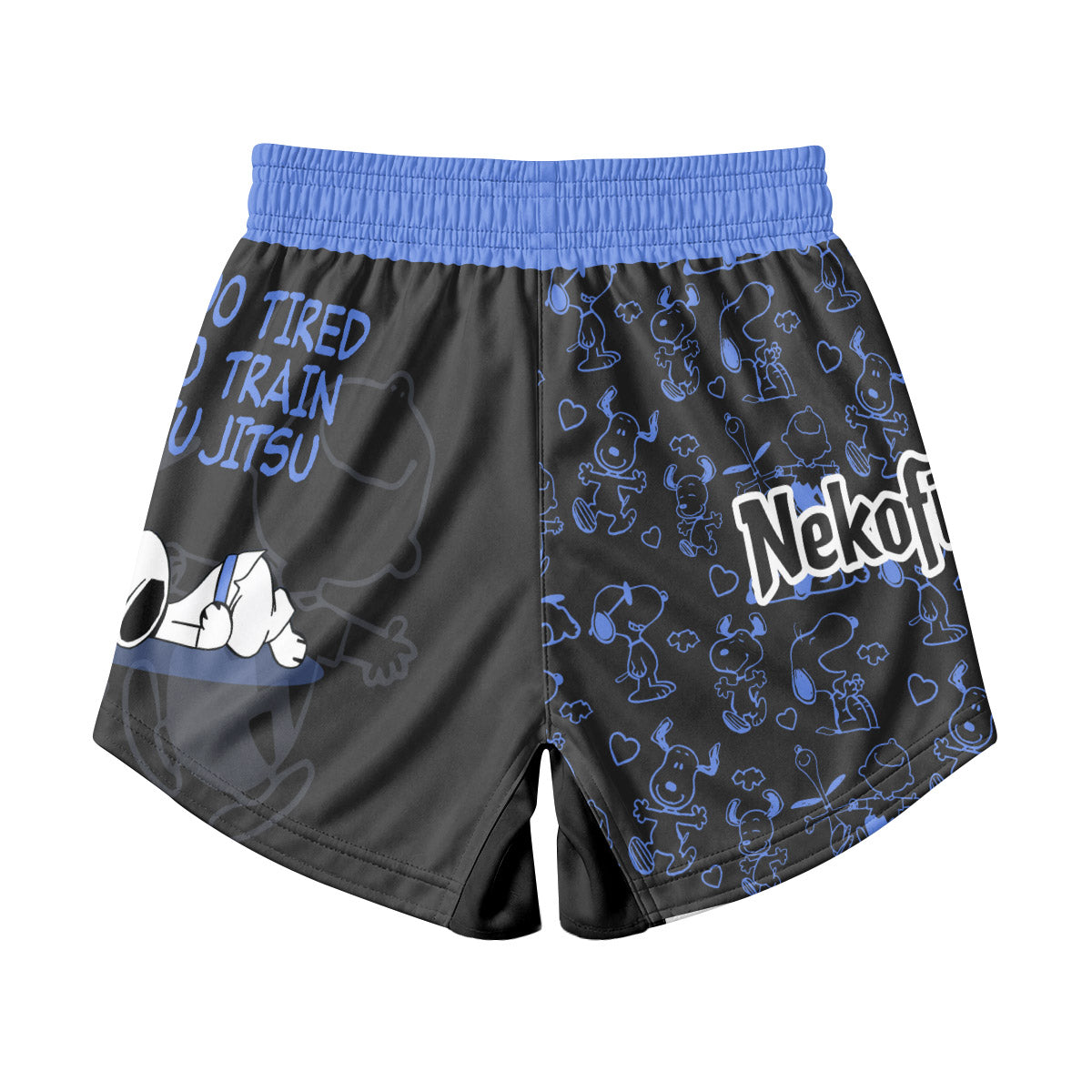 Snoopy Too Tired Too Train Blue Kids Grappling Shorts
