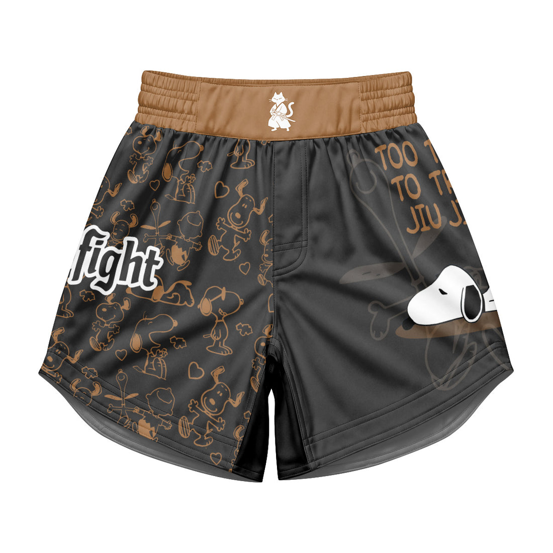 Snoopy Too Tired Too Train Brown Kids Grappling Shorts