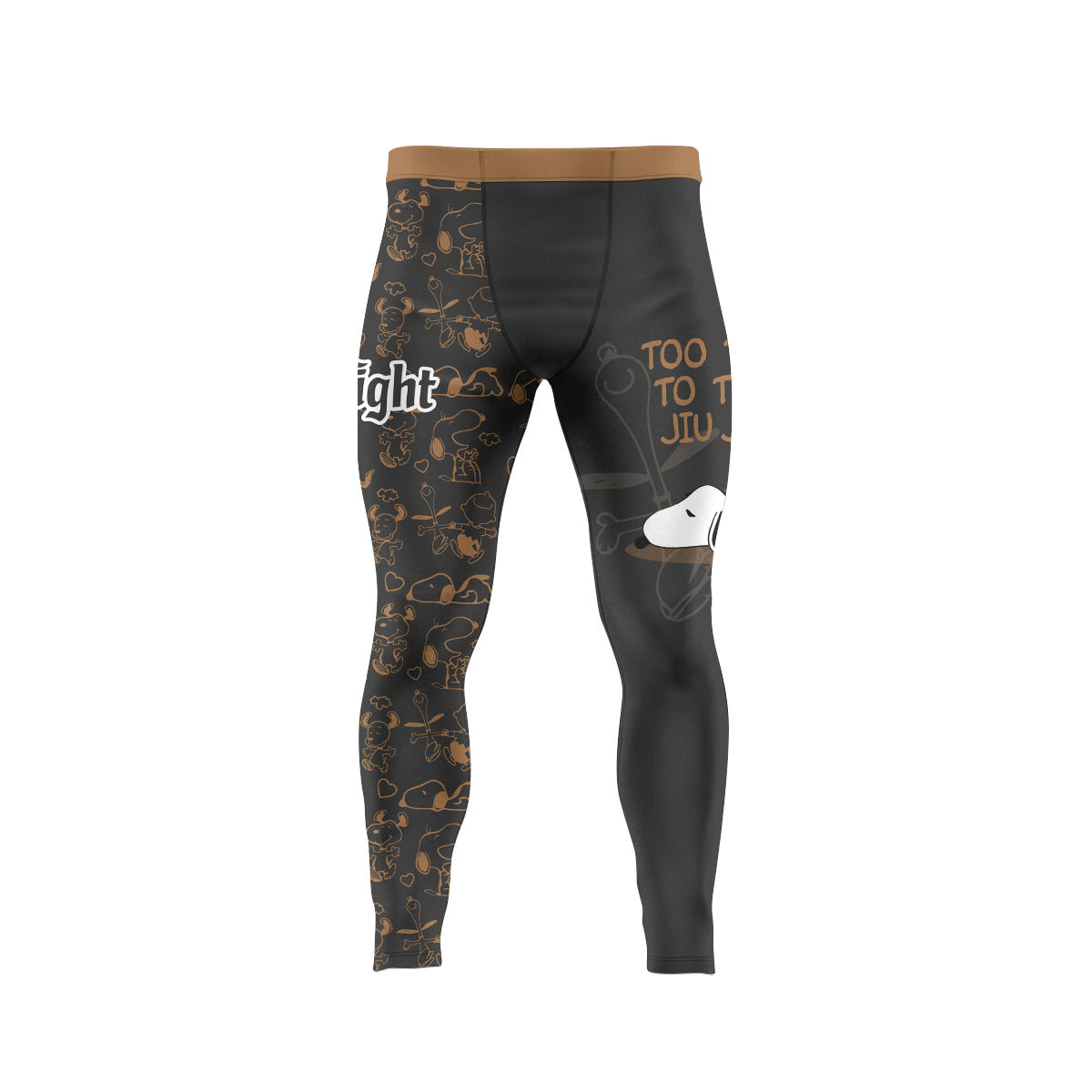Snoopy Too Tired Too Train Brown Men's Compression Leggings