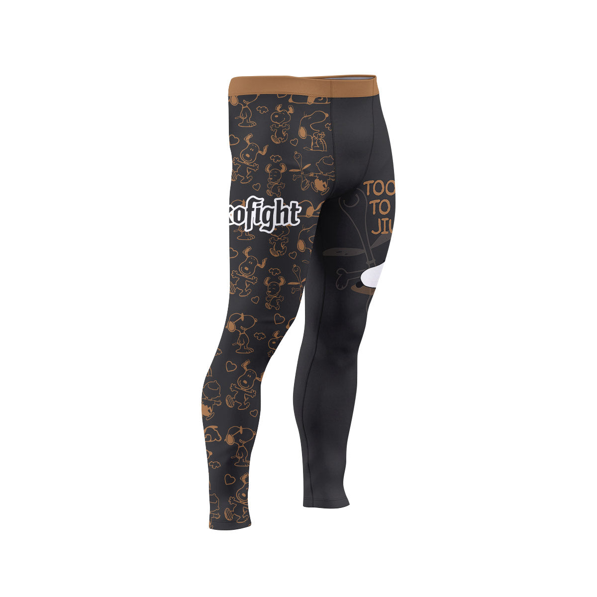 Snoopy Too Tired Too Train Brown Men's Compression Leggings