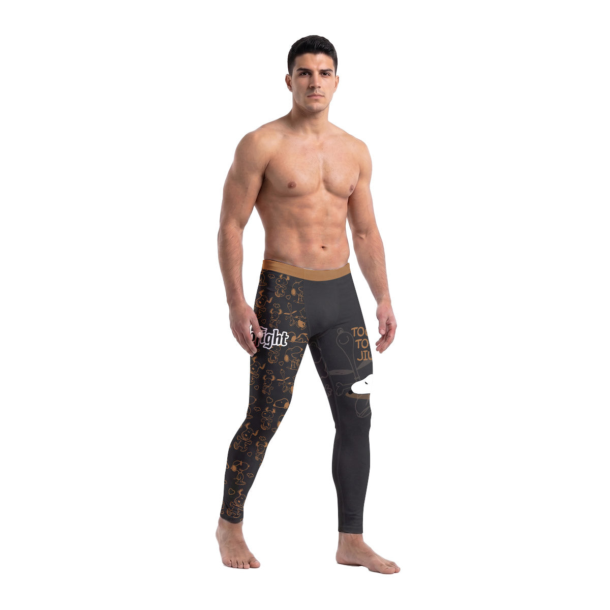 Snoopy Too Tired Too Train Brown Men's Compression Leggings