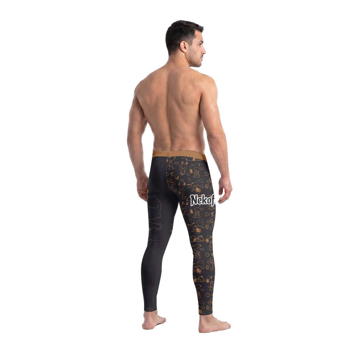 Snoopy Too Tired Too Train Brown Men's Compression Leggings