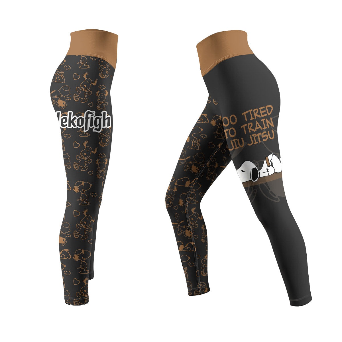 Snoopy Too Tired Too Train Brown Women's Leggings