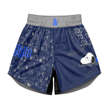Snoopy Too Tired Too Train Grey Kids Grappling Shorts