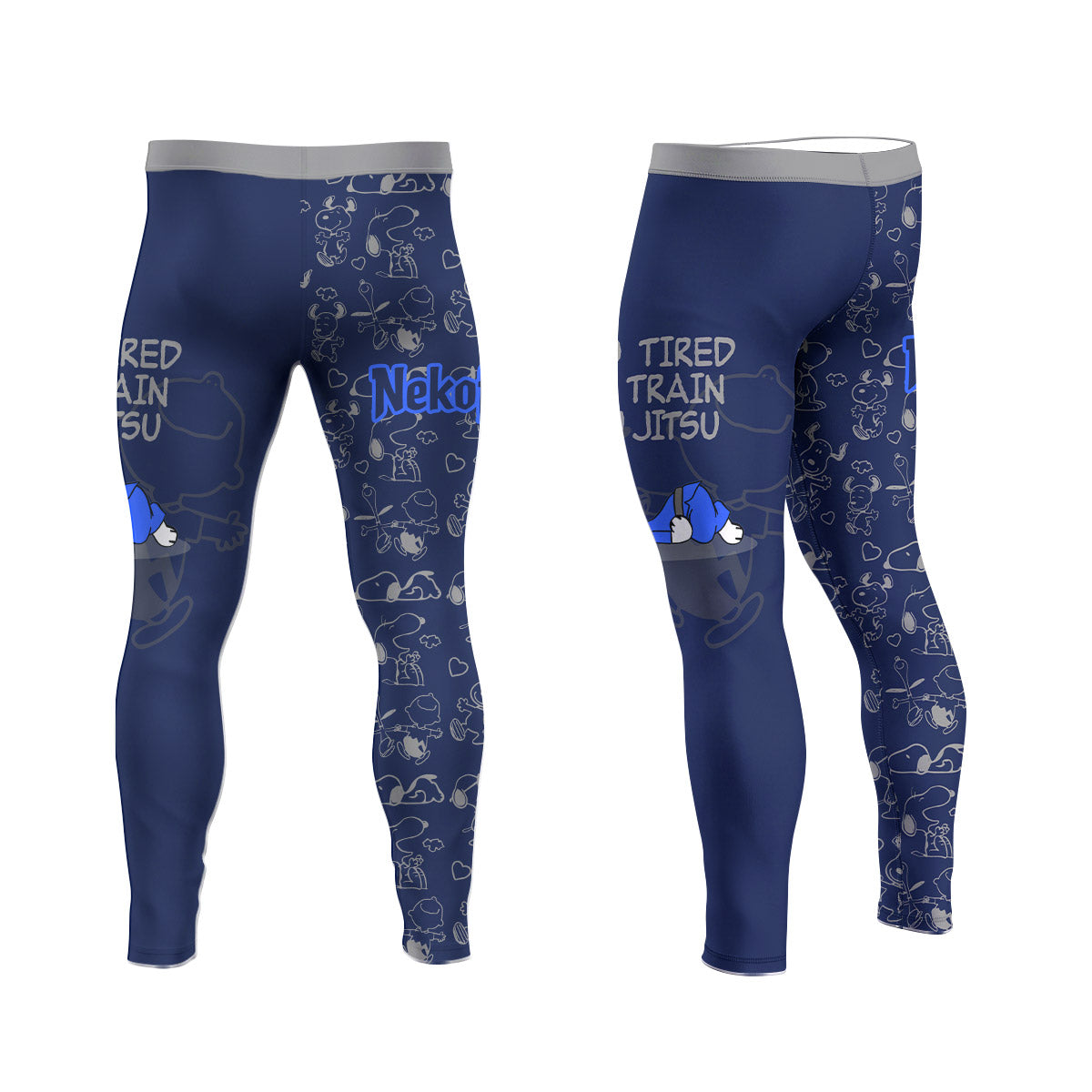 Snoopy Too Tired Too Train Grey Men's Compression Leggings
