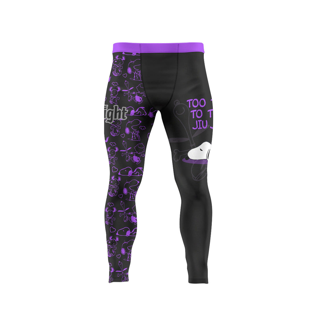 Snoopy Too Tired Too Train Purple Men's Compression Leggings