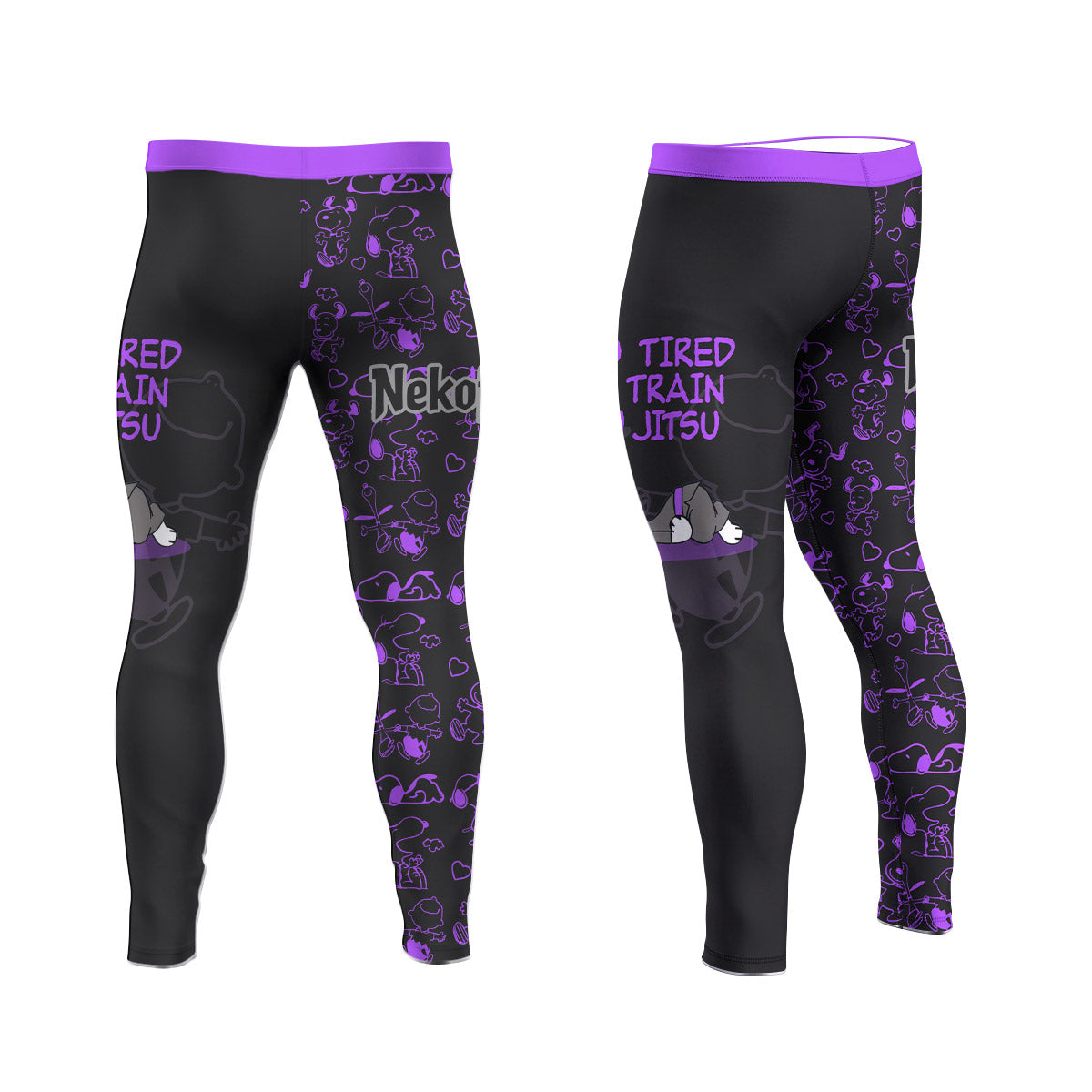 Snoopy Too Tired Too Train Purple Men's Compression Leggings
