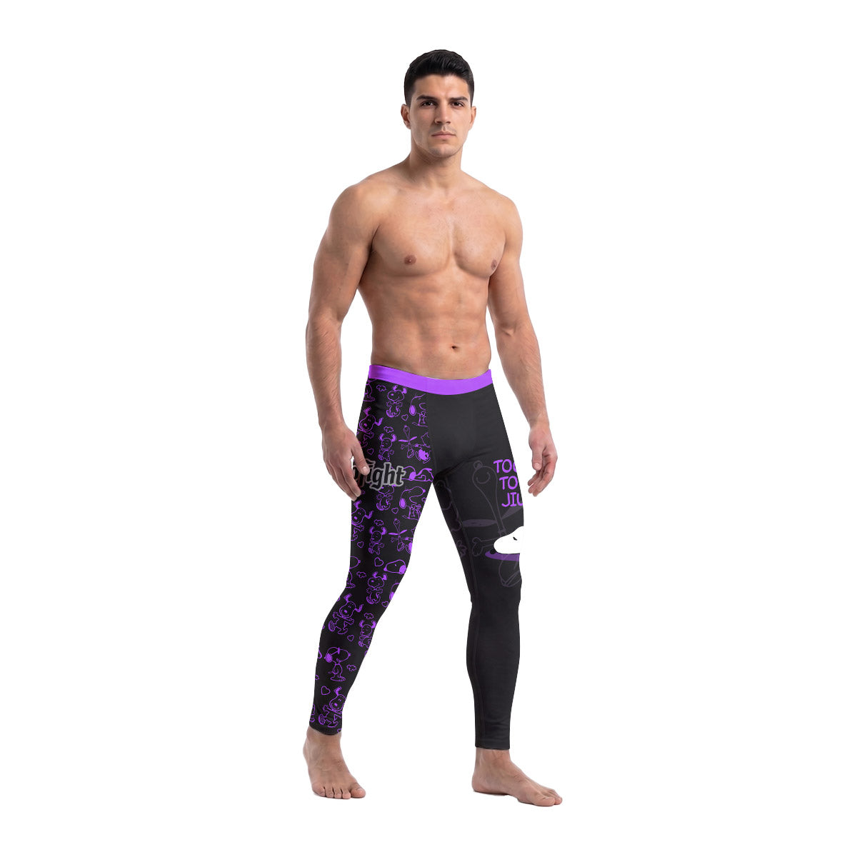 Snoopy Too Tired Too Train Purple Men's Compression Leggings