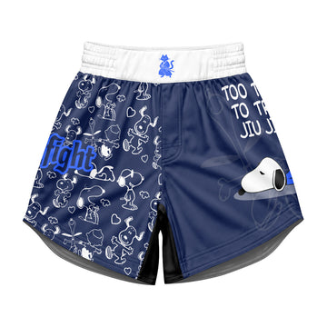 Snoopy Too Tired Too Train White Kids Grappling Shorts