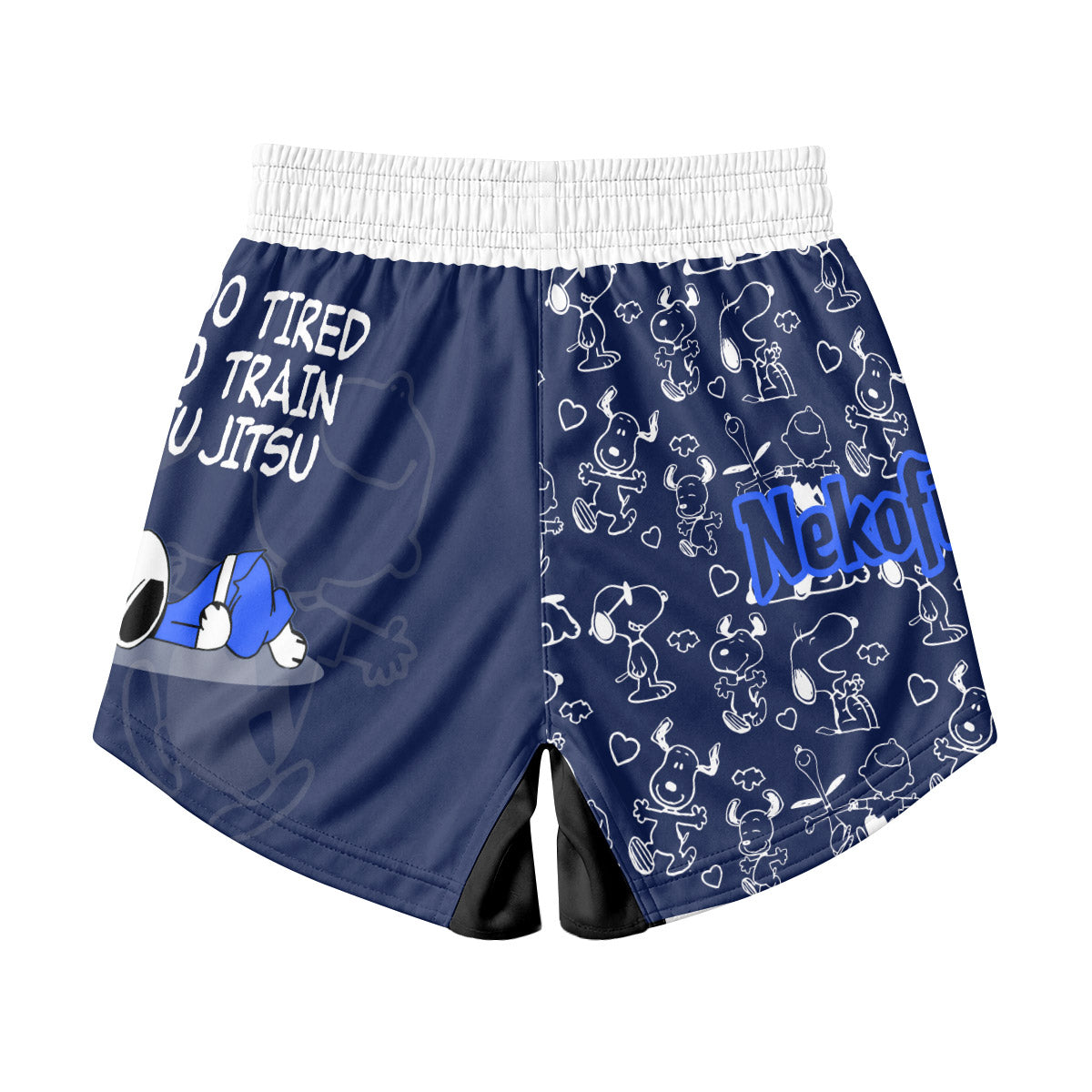 Snoopy Too Tired Too Train White Kids Grappling Shorts