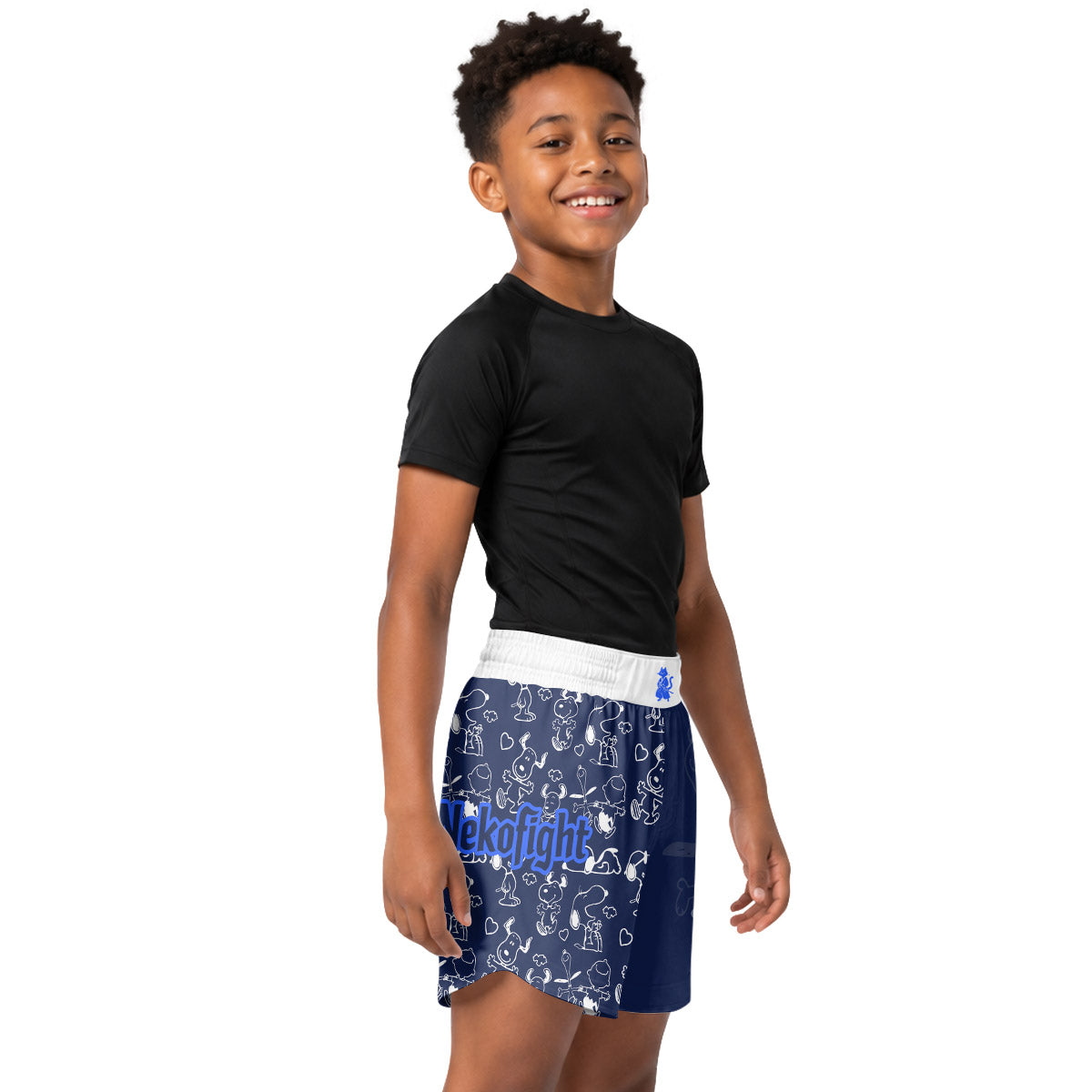 Snoopy Too Tired Too Train White Kids Grappling Shorts