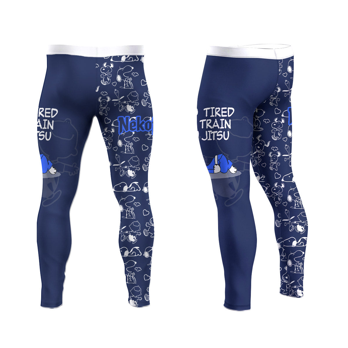 Snoopy Too Tired Too Train White Men's Compression Leggings