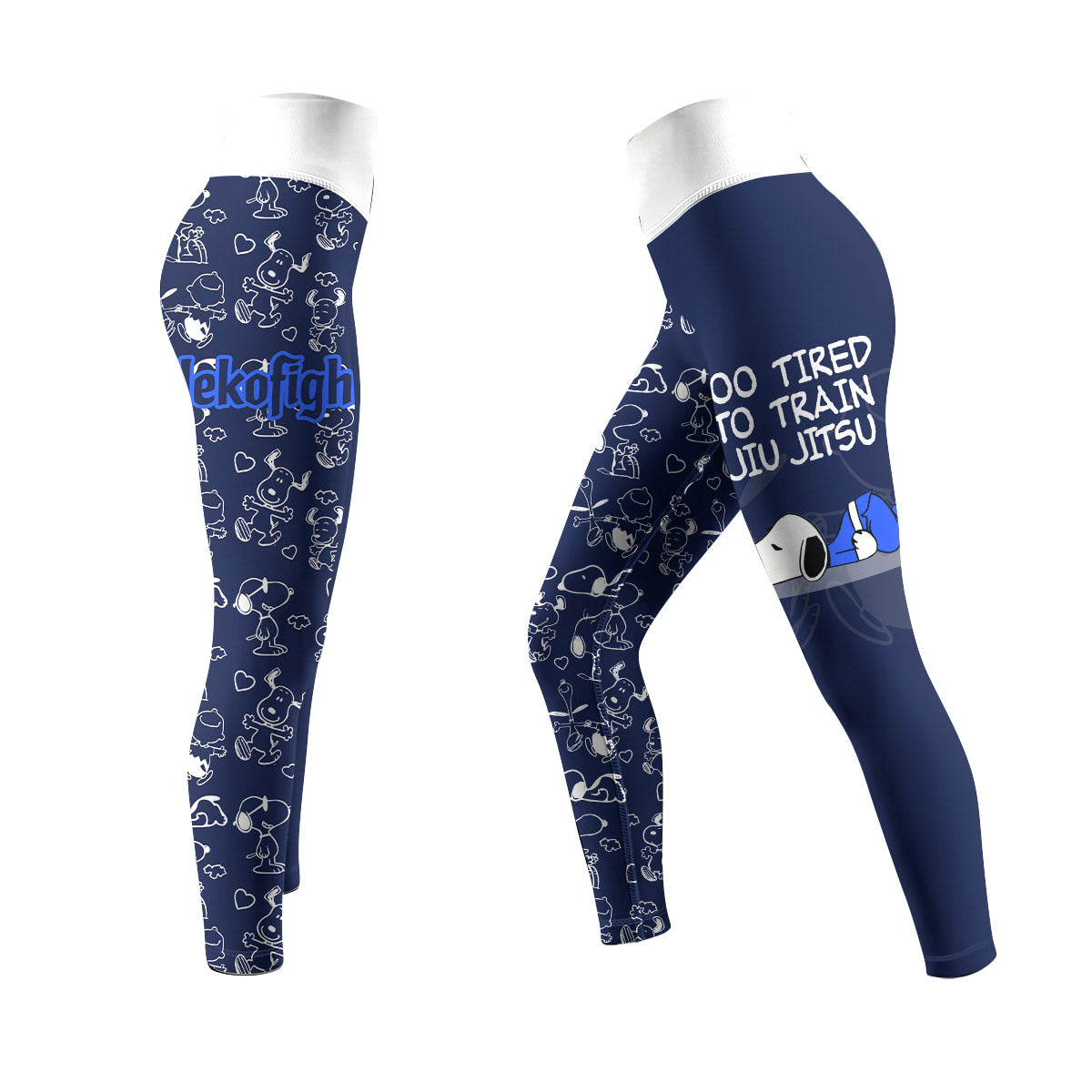 Snoopy Too Tired Too Train White Women's Leggings
