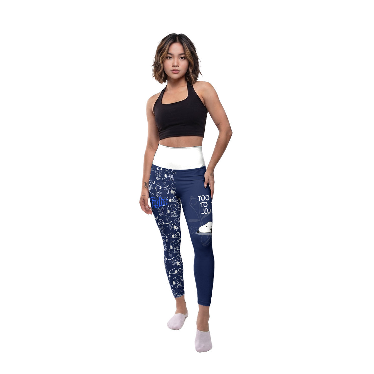 Snoopy Too Tired Too Train White Women's Leggings