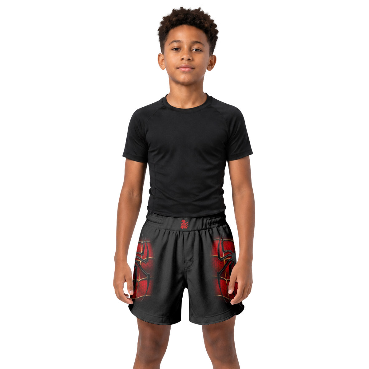 Spider Man Black Red Kids Grappling Shorts