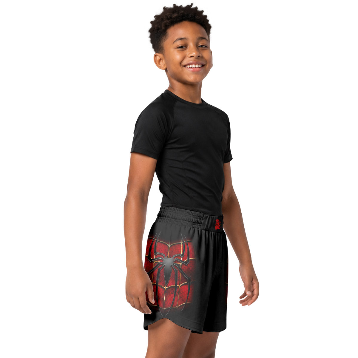 Spider Man Black Red Kids Grappling Shorts