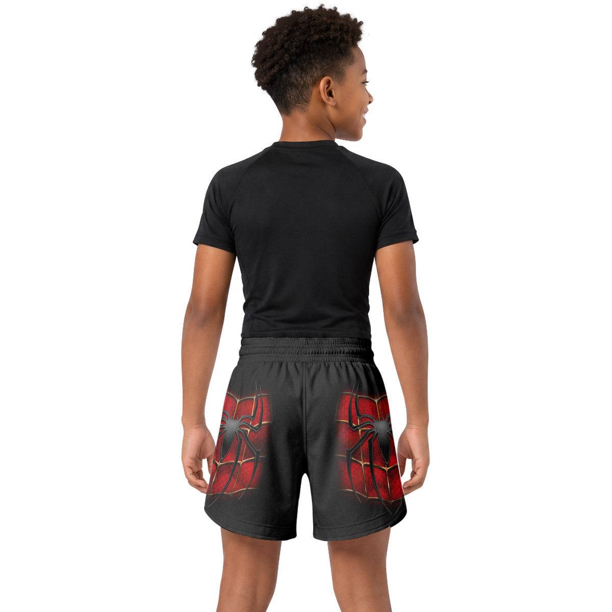 Spider Man Black Red Kids Grappling Shorts